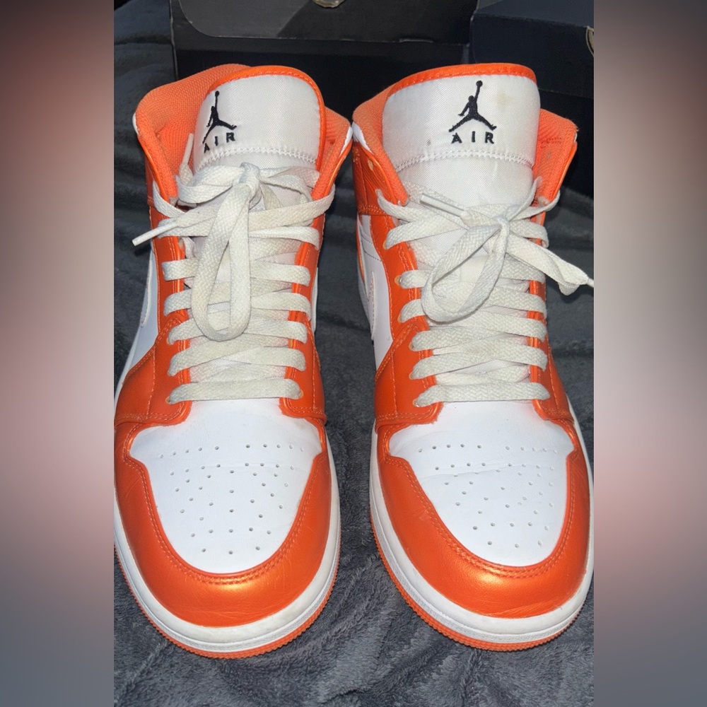 Orange, Black, and White Air Jordan 1 Mid SE